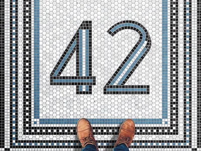 42 Fauxsaic 42 art deco fausaic fauxsaic floor ground grunge hashtag lettering lettering letters mosaic numbers shoes subway tile tiles