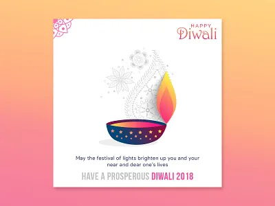 Happy Diwali Wish 2018 clean creative design diwali diwali2018 dribbble festival festival poster free free psd freebie greeting card hero area hero banner illustration wishes