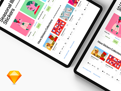 Freebie Stickers Shop App Ui app digital dribbble ecommerce freebie freebie sketch gallery ios ipad ipad pro shop site sketch sticker ui ux