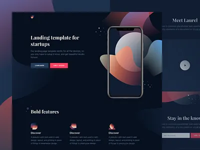 Laurel - Free HTML landing page css free freebie html landing page template theme design ui elements