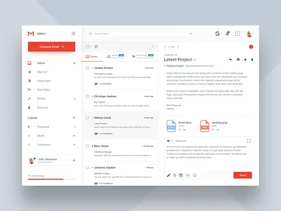 Gmail Redesign app appdesign dashboard email gmail google productdesign uidesign uxdesign webdesign
