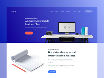 Lora Landing Page - Color Exploration clean creative credit debit card dashboard design desk desktop financial google apple microsoft gradient icon illustration isometric landing page minimal colorful photography product landing page ui unopie design agency ux website