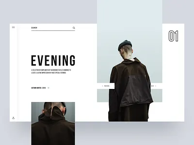Evening :: Layout Exploration clean clean fashion design collection creative design design collection fashion lookbook lookbook app minimal minimal fashion website minimal website model portfolio showcase tranmautritam ui design vietnam web app web design