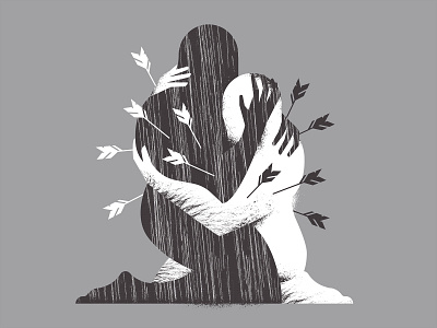 Feel Something arrow brush character figure gay hair hand hug illustration love people texture