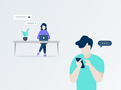 Illustrations for Poppulo mobile app web page branding design device graphic design illustration internal communications landing page mobile app phone ui webpage website