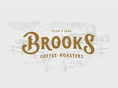 Brooks Logo brand brand identity branding coffee roasters drawing identity illustration logo packaging sketching typography vector vintage