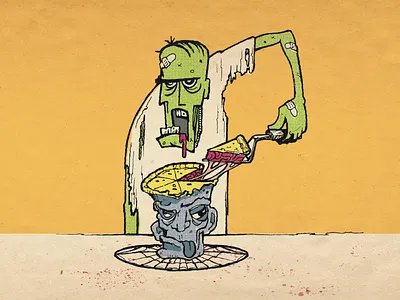 Brain Pie brain inktober pie undead zombie