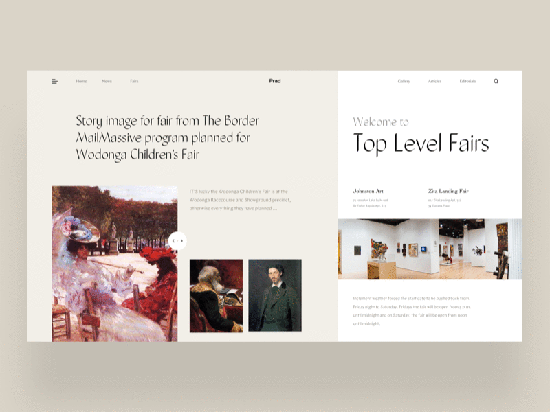 Prad art book design gallery interface logo news slide typography ui web