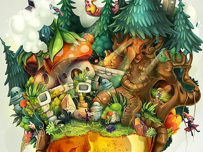 Amber amber concept forest gemstone illustration