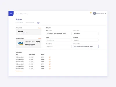 Billing Settings UI Design billing settings ildiesign key management management setting ui ui design ui pattern ui practice ux ux design