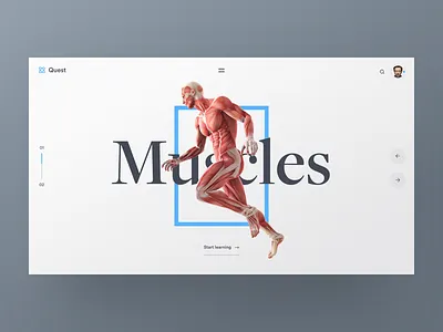 Scientific E-learning Concept anatomy clean human landing landing page light muscles science ui ux webdesign