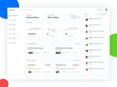 Dropocol Dashboard Design color dashbaord design app payment typography ui ux