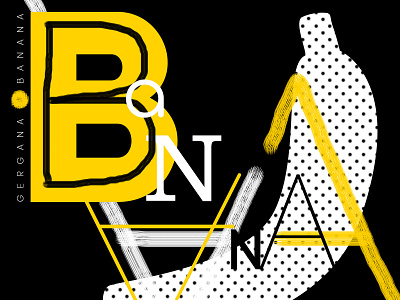 Banana black brushes colors contrast design illustration lines shapes typography yellow