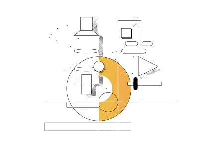 Microscope bright colors cartoon coloful dots education flat fun illustration microscope science