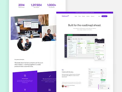 Clubhouse - Built for the road(map) ahead. desktop flag gatsby lightweight marketing product saas story tech ui