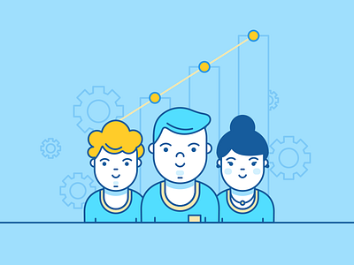 Productivity chart fun geometric icon illustration illustrator line people vector work
