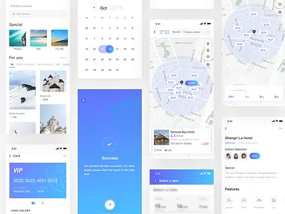 Hotel detail page app blue brand design detail hotel interface ios map purple ui ux