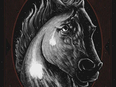 Molting Season art cosmos horse illustration screenprint