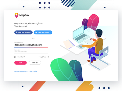 Login Screen business clean ui creative design enterprise facebook illustration landing page login login form psd register signin twitter ui ux website white