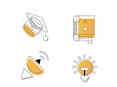 Education icons bright colors cartoon coloful dots education flat fun illustration space sunny