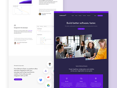 Clubhouse - Build better software, faster. desktop enterprise flag gatsby lightweight marketing saas tech