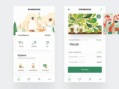 Starbucks - Mobile App UI/UX app clean food icons interaction landing minimal mobile starbucks ui ux web website