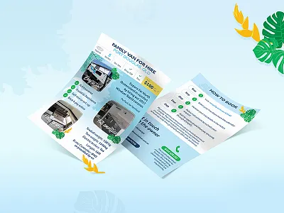 Flyers Design Set for Camplify RV Owners a5 flyer australian beach theme camp campervan camping business caravan designer print flyers graphic design graphic designer hire a caravan owners print design rent caravan rv tropical flyer