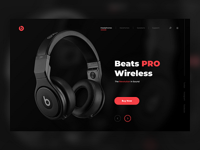 Headphone Landing Page Concept apple apple design beats black color concept header red ui ux