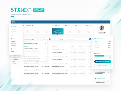 Time Report System Redesign concept platform report software system table time
