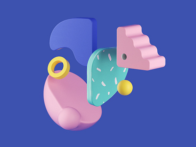 Fauna - Elephant 2d illustration 3d 3d art 3d illustration art direction cinema4d design graphic design graphic design illustration plants
