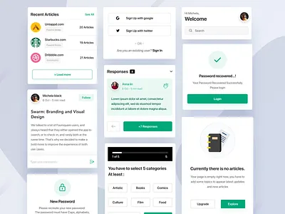 Article App Cards app articles cards dashboard design empty stats forgot password ios landing page medium minimal signin social media login stories tags ui ux