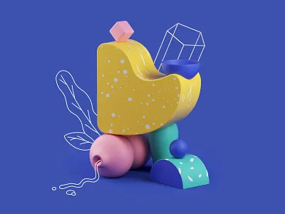 Fauna - Elephant 2d illustration 3d 3d art 3d illustration art direction cinema4d design graphic design graphic design illustration plants