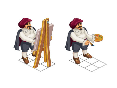 Isometric Painter artist charachter game game art illustartion isometric painter vector