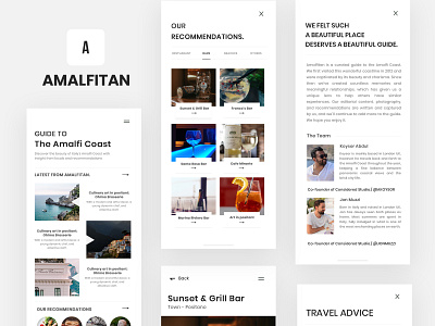 Guide to The Amalfi Coast (App exploration) amalfi coast app blog clean design ios minimal typography ui ux zihad