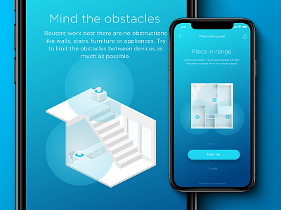 Router Manager Mobile App - Placement guide app blue iphone network onboarding onboarding screen onboarding ui router ui design user interface ux