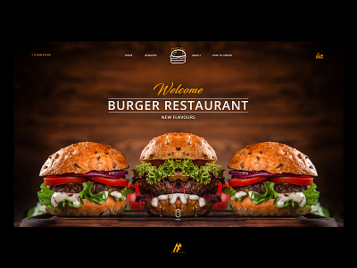 BURGER RESTAURANT WEBSITE - 2018 burger burger menu design flat graphic art graphic arts illustration logo minimal modern restaurant restaurant design simple typography web webdesign website website banner website concept website creator