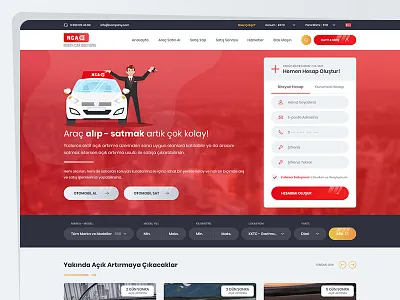 Car Auctions Ui/Ux Design art auctions car clean flat gradient layout modern red rent sale typography ui ux