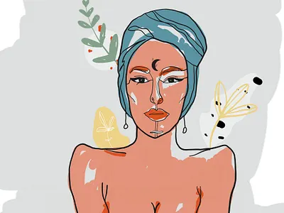 Gypsy Illustration for branding + Packaging beauty blue branding concept art cosmetic design fashion illustration lady line animation line art logo minimal modern packaging perfume typography vector woman women