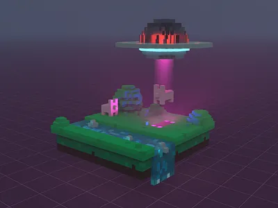 Abduction abduction alien magicavoxel pigs voxel art voxels