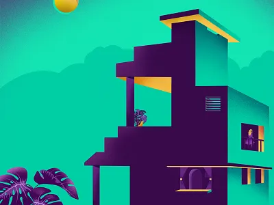 🏛 A R C H I T E C T U R E | 02 architechture architect buildings clouds colors creative decoration design floors girl illustration leaves minimal minimal art plants popular sun tricolor vector vectorart