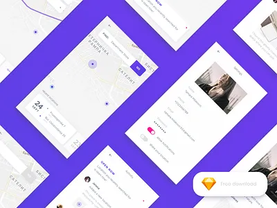 Freebie- Location app - Daily UI Challenge #047 - Activity Feed activity activity feed app clean daily ui challenge design download free app freebie freebie sketch freebies location location app map minimal notifications profile settings sketch ui