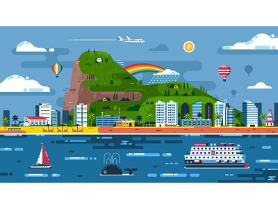 Gibraltar Idyllic Landscape flat gibraltar island landscape panorama rock sea seaside skyline summer travel