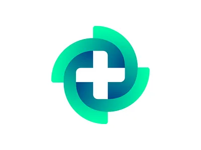 Online Drug Store / Infinite Medical Cross (Unused for Sale) app modern media gradient brand identity branding graphic doctor medical medic patient for sale unused buy health medicine hospital pills healthcare care logo mark symbol icon loop endless 2d 3d plus cross x add volume depth green dark web internet marketing social