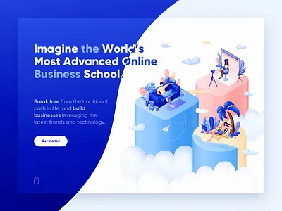 Business school illustration clouds coach design illustration illustrator leaves man people tropic web