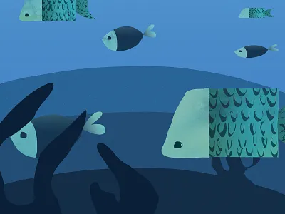 Product bag illustration apparel bag design blue children illustration clothing fish flat gradients illustration