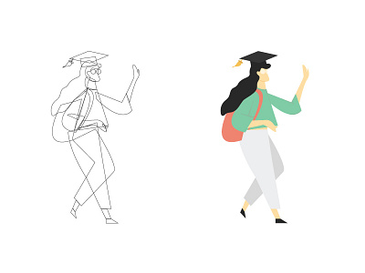Graduation Illustration behance character art character design college doctorate illustration flat design graduation graduation illustration graphic design illustration line art student student illustration study study website ui