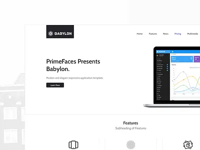 Babylon Landing babylon design icon landing landing page layout primefaces primeng template ui