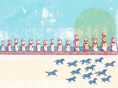 Easter Island animal animals design drawing easter island illustration moai nature statues texture