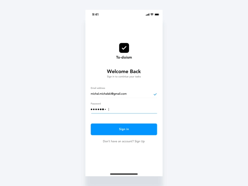 To-doims Login Screen