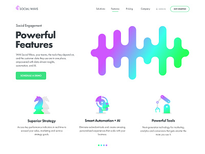 Social Wavs background branding colorful design fun gradient icon illustration landing nav page site typography ui ux web website